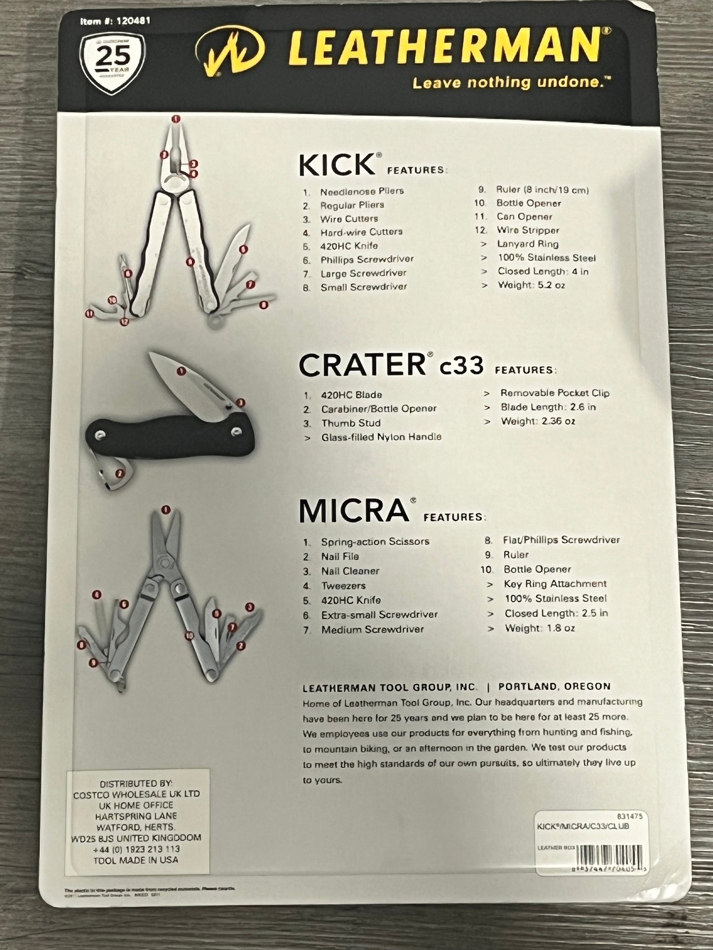 Leatherman 3 in 1 Set - Kick , Crater C33 and Micra