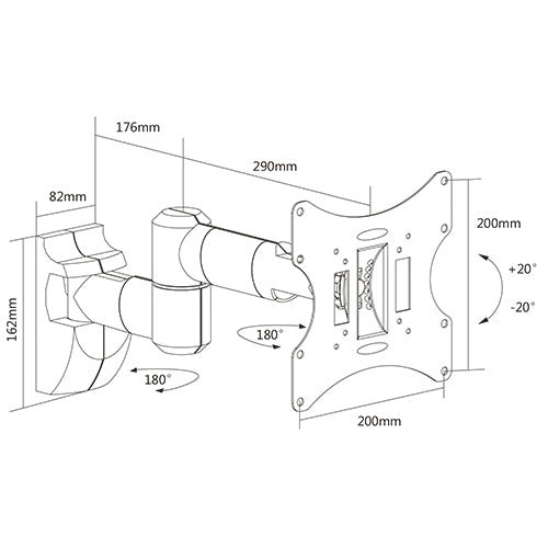 Universal 23″-42″ LCD Wall Mount Bracket Articulate Arms VESA 200×200