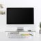 Adjustable Clear Glass Computer Imac Monitor TV Screen Display Riser Mount Stand