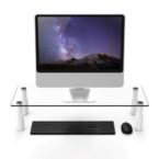 Adjustable Clear Glass Computer Imac Monitor TV Screen Display Riser Mount Stand